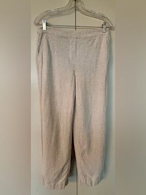 Chico's Light Taupe Cropped Linen Blend Pants